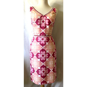 Beth Bowley Vtg-Look Women's Sleeves Bold Retro Print Geometric Floral Size 6